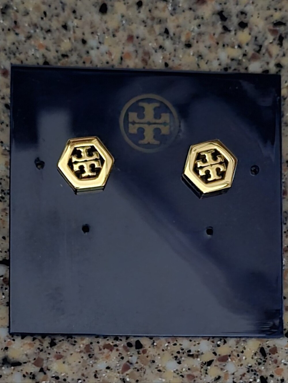 Tory Burch Gold Hexagon Logo Studs